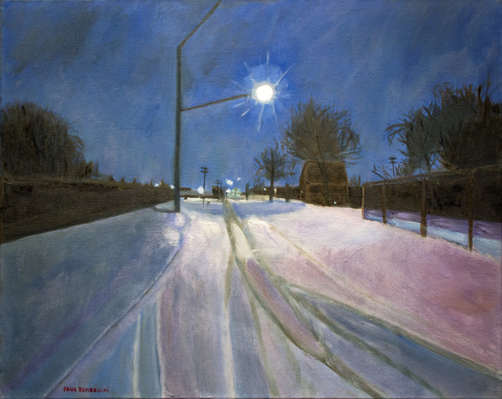 Snow Night Lights Oil on Canvas 16x20